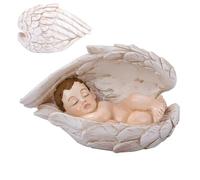Nativity Statue,Religious Sculpture Decor - Resin Realistic Sleeping Baby in Angel Wings Sculpture for Display Cabinet Bookshelf Nightstand Desk Dressing Table