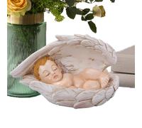 Nativity Statue, Religious Sculpture Decor, Resin Sleeping Baby in Angel Wings Figurine, Hand-Painted Spiritual Ornament, Peaceful Christian Symbol, Ideal for Display Cabinet, Desk, Nightstand
