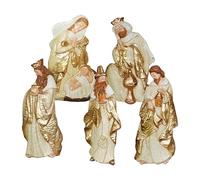 Nativity Table Figures - Set of 5 Holy Family Statues | Resin Christmas Decorations with Jesus Nativity Scenes, Religious Ornaments for Holiday Nativity Scenes