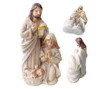 Nativity Table Scenes - Holy Family Resin Statue Catholic Figurine | Craft Sculpture Display Setup, Mini Nativity Scene Arrangement, Va Celebrations
