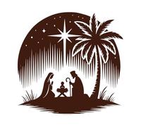 Nativity Vinyl Wall Stickers 67.2x69.3cm Do not Damage The Wall Surface Coffee