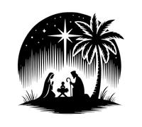 Nativity Wall Stickers 42x43.3cm Window Decals Black