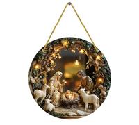 Nativity Window Decorations - Round Acrylic Ornament 30x30cm, Wide Application Holy Sign For Holidays | Festive Nativity Scene Wall Decoration For Christmas Tree,