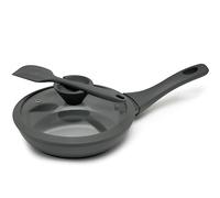 NATIVO Ceramic Nonstick Frypan Skillet, 7 inch Nontoxic Fry Pan with Ergonomic Handle, Spoon Rest Knob, Perfect Seal Lid, Egg frying pan, Omelet Pan with Silicone Spatula (GRAY)