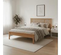 Home Source Natland Solid Wood With Oak Veneer 5' 0" King Size Wooden Bed Frame