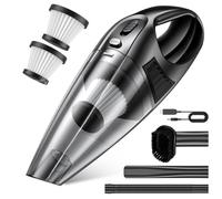 NatMech Portable Car Vacuum Cleaner Cordless Handheld - Strong Suction Hand Vacuum with LED Light, Rechargeable Mini Vacuum for Car Detailing & Home Cleaning