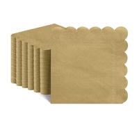 NatNarr 120 Pcs Cocktail Napkins Gold Napkins Disposable Scalloped Dessert Beverage Napkin Gold Party Napkin for Wedding, Birthday, Celebrate, 5 x 5 Inch
