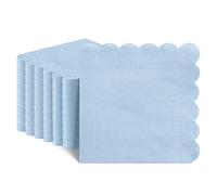 NatNarr 120 Pcs Light Blue Napkins, Scalloped Baby Blue Napkins Disposable Cocktail Napkins Beverage Napkins Dessert Napkins for Birthday Wedding Baby Shower, 5 x 5 Inch