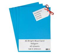 NatNip A5 Bright Blue Card Paper Printer - 160gsm 40 Sheets - Coloured Green Craft Card - Suitable for Craft, Printing, Copying, Photocopiers