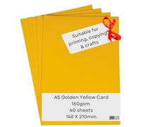 NatNip A5 Golden Yellow Card Paper Printer - 160gsm 40 Sheets - Coloured Craft Card - Suitable for Craft, Printing, Copying, Photocopiers