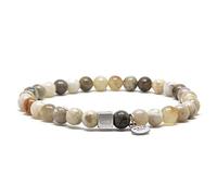 Nato Cuff - 925 Sterling Silver Bracelet - Fossil Coral Gemstones Beads - Handmade in France-Mens and Womens Jewelry (Large 19cm)