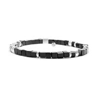 Nato Cuff - 925 Sterling Silver Bracelet - Onyx Gemstones Beads - Handmade in France-Mens and Womens Jewelry (Large 19cm)