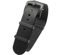 NATO Seat Belt Weave Premium Nylon Watch Strap Black with PVD Buckle (22mm)