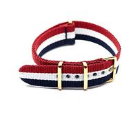 NATO Watch Band Nylon Strap Gold Buckle 18mm/20mm/22mm/24mm Striped Replacement Belt Wristwatches Accessories, 24mm