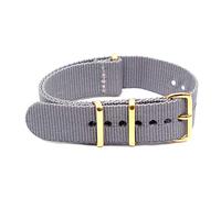 NATO Watch Band Nylon Strap Gold Buckle 18mm/20mm/22mm/24mm Striped Replacement Belt Wristwatches Accessories, Grey, 22mm