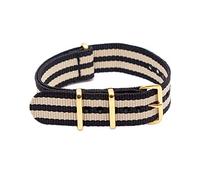 NATO Watch Band Nylon Strap Gold Buckle 18mm/20mm/22mm/24mm Striped Replacement Belt Wristwatches Accessories, 22mm