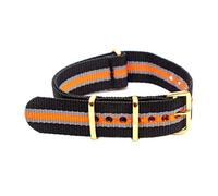 NATO Watch Band Nylon Strap Gold Buckle 18mm/20mm/22mm/24mm Striped Replacement Belt Wristwatches Accessories, 22mm