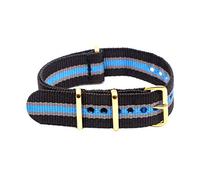 NATO Watch Band Nylon Strap Gold Buckle 18mm/20mm/22mm/24mm Striped Replacement Belt Wristwatches Accessories, 20mm