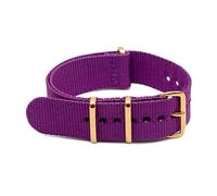 NATO Watch Band Nylon Strap Gold Buckle 18mm/20mm/22mm/24mm Striped Replacement Belt Wristwatches Accessories, Purple, 18mm