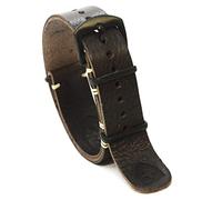 NATO Watch Strap Zulu Band Leather Military Oiled Long Brown Handmade Stylish Stainless Steel Buckle Choose Size 18mm 20mm 22mm 24mm (black holders, 22mm)