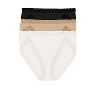 Natori Women's Bliss French Cut 3-Pack Briefs, Black/Café/White, Large (Pack of 3)