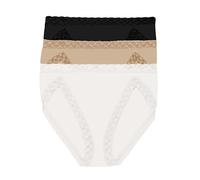 Natori Women's Bliss French Cut 3-Pack Briefs, Black/Café/White, Medium (Pack of 3)