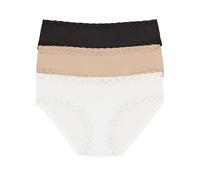 Natori Women's Bliss Girl Brief 3-Pack, Black/Cafe/White, Medium