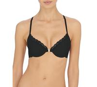 Natori Women's Feathers Front Close T-Back Bra, Opaque, Black, 36B