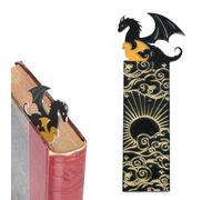 NATOSU Black Gold Dragon Bookmark, Double Sided Pattern, Acrylic, Cool Dragon Bookmark with Sun and Clouds, Bookshelf Decoration for Boys and Girls, Book Lovers
