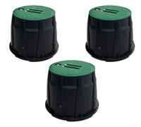 Natotela 10" Round Valve Box 3 Pack With Lid Underground Assembly Sprinkler System Water Meter Box Automatic Lawn Drip Irrigation Kits for Pressure Reducer Water Meters Valves Decoder