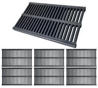 NATOTELA 6 Pack Polymer Plastic Storm Drain Grating-500x300x30mm Rectangular Channel Grating Garden Drainage Grates Outdoor Trench Cover Total Length 3m for Houseside pavement Yard Patio commercial