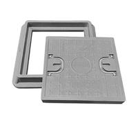 NATOTELA Manhole Cover and Frame Fiberglass,Cover Size 500x500mm/Overall size 600x600mm Square Drain Cover Access Inspection Reinforced Steel Embedded Sewer Cover with Handles Non-slip Solid Grey