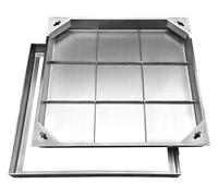 NATOTELA Manhole Cover Clear Opening 500x500mm Stainless Steel Recessed Manhole Cover and Frame Square Heavy Duty Embedded Invisible Decorated Inspection Chamber Lid for Patios Garden Courtyard