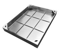 NATOTELA Manhole Cover Clear Opening 600x450mm Stainless Steel Recessed Manhole Cover and Frame Square Heavy Duty Embedded Invisible Decorated Inspection Chamber Lid for Patios Garden Courtyard