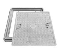 NATOTELA Manhole Cover Opening Size 700x700mm Fiberglass Inspection Cover Reinforced Steel Septic Tank Lid Access Replacement lid Non-slip Solid Embedded Sewer Cover for Patios Basement Lawn Grey