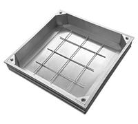 NATOTELA Recessed Manhole Cover and Frame Overall Size 300 x 300 mm Aluminium Alloy Invisible Inspection Chamber Cover Square Embedded Metal Sewage Manhole Lid with Lifting Keys for Garden Walkway