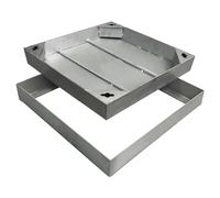 NATOTELA Recessed Manhole Cover and Frame Overall Size 400x400mm Stainless Steel Inspection Chamber Cover Square Embedded Manhole Lid Invisible Decorated Silvery for Patios Garden School Courtyards