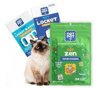 NATPAT Cat Calming Kit, Locket, Collar Holder and 24 Zen Patches | Cat Calming Kit with 24 Zen Patches, Pet Locket and Collar Holder, Plant Based Essential Oils, Non-Medicated, Non-Toxic