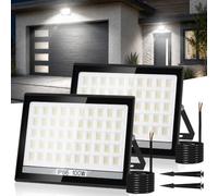 NATPOW 100W Security Light, 2 Pack Flood Lights LED Outdoor Waterproof | 6000K Cold White, 10000LM, Security Lighting Led Outside Floodlight for Garage Warehouse Yard Garden