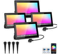 NATPOW 30W Flood Lights, Disco Lights RGB Smart Colour Changing LED Flood Lights Outdoor with Remote&APP Control, IP66 Waterproof Stage Light for Party Garden Landscap,Decoration Halloween(4Packs)