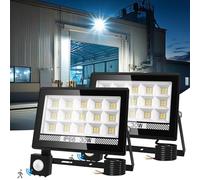 NATPOW 30W Security Light Outdoor Motion Sensor, Dusk Till Dawn Outdoor Lights, Cool White 6000LM Flood Lights LED with Smart PIR Sensor, Waterproof Wall Light for Garden, Backyard, Streets