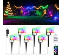 NATPOW Garden Lights Mains Powered, RGB Low Voltage Landscape Spotlights with Bluetooth APP, IP65 Waterproof Color Changing Pathway Spike Light for Garden Christmas Decorations Lawn, Pathway 6-in-1