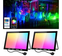 NATPOW LED Floodlight Outdoor 200W, Floodlights Outdoor Colour Changing with Remote&APP Control, DIY Mode Stage Lights, Security Lighting IP66 Waterproof for Garden, Decoration(2Pack)