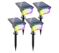 NATPOW LED RGB Solar Spotlight Colour Changing, IP65 Waterproof 4 Pack | Auto On/off, 6 colour for choice, Outdoor Wall Light for Garden Patio Pathway Yard