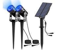NATPOW Led Solar Spotlights, Dusk-to-Dawn Security Lights Solar Powered, IP65 Waterproof Outdoor Landscape Light, Auto On/Off Stake Light for Garden,Patio,Driveway,Pond,Deck(Blue)