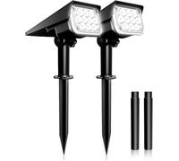 NATPOW Led Solar Spotlights, Outdoor Graden Lights, IP65 Waterproof Solar Powered Security Light Landscape Light Auto ON/Off Spotlight for Yard Driveway Pathway Landscape 6500K Cool White