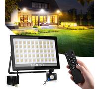 NATPOW Outdoor Security Light Motion Sensor, Floodlight LED with Remote Control, Warm&Cool White Dusk Till Dawn Outdoor Lights, 10000LM Flood Light for Garden Parking Garage Doorways Streets