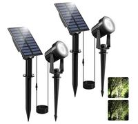 NATPOW Outdoor Solar Spotlights, Cool White Garden Lights Waterproof, 2Pack Spot Lights Solar Powered Auto ON/Off Landscape Uplighters for D