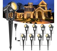 NATPOW Outdoor Spot Lights Mains Powered, Landscape Garden Lights LED with Warm White 3000K Garden Uplights & IP65 Waterproof 8 in 1 Christmas Pathway Lights for Lawn, Driveways, Yards, Patio