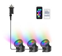 NATPOW Pond Lights Mains Powered, RGB Submersible Light, IP68 Waterproof Aquarium Spot Lights with Remote&App Control Multicolour for Fish Tank Garden Pool Fountain Pond(3-in-1)